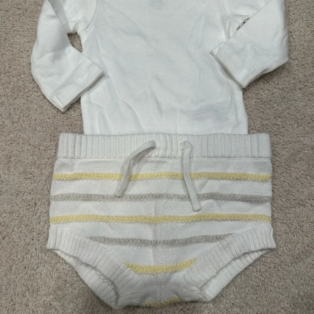 Janie and Jack knit shorty and Carter's long sleeve onesie